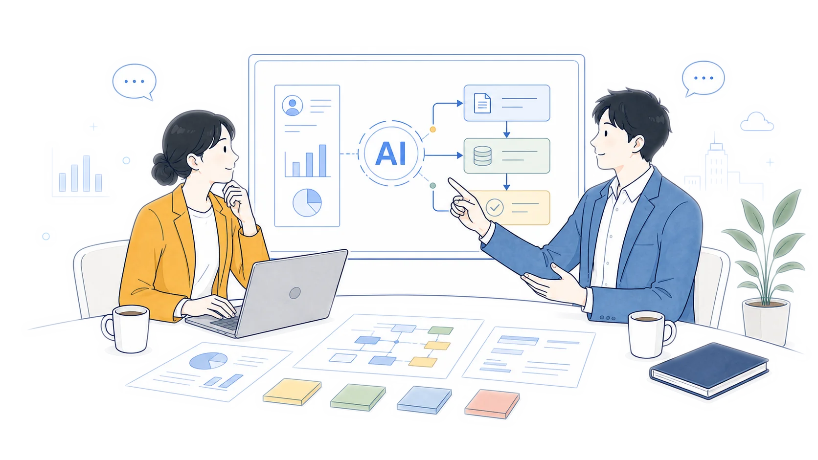 AI活用支援を表すイラスト